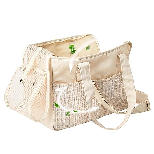 LATAFA Tragbare Haustiertragetasche,Tragbare Haustier-Reisetrage-Handtaschen-Einkaufstasche aus Baumwollsegeltuch für Katzen | Handliche, atmungsaktive Hunde-Reisetasche, Tragetasche, Umhängetasche von LATAFA