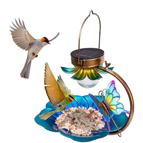 Solar Ball Bird Feeder, Solar Powered Outdoor Lamp Bird Feeder, Metal Solar Light Bird Feeder, Solar Powered Bird Feeding Tool for Patio, Fence, Courtyard, Patio, Tree von LATAFA