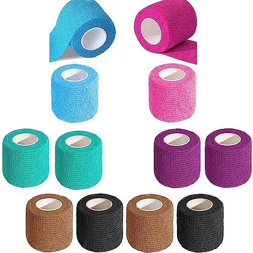 LATRAT 12 Stück Selbstklebender Verband, Elastische Bandage für Sport Handgelenk Haftbandage, Verband Fixierbinde Vet Wrap Pet Tierische Bandagen für Dog, 5cm x 4,5m von LATRAT