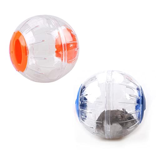 LATRAT 2 Stück Hamster Laufball Übungs Ball Rolle Kugel Laufkugel Joggingball Kleintiere Spielzeug (Blau und Orangen) von LATRAT