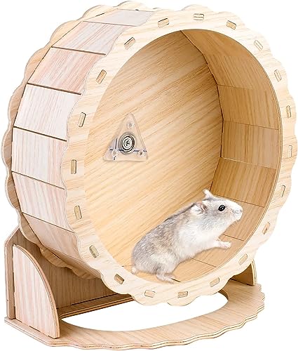 LATRAT 23cm Holz Laufrad Hamster Leise Hamster Spielzeug Hamsterlaufrad, Hamster Kleintier-Übungsrad Holzübungsrad Haustiere Holzübungsrad Hamsterlaufrad Übungsrad für Hamster von LATRAT