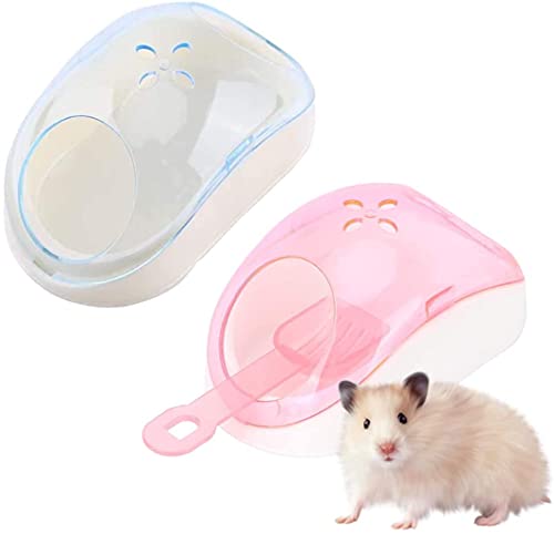 LATRAT 2pcs Hamster Sand Bad, Kunststoff Sauna Toilette mit Schaufel für Rennmaus Rattenmäuse Frettchen Chinchilla (Rosa, Blau) von LATRAT