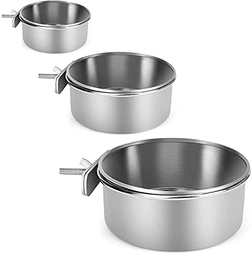 LATRAT 3PCS Vogel Fütterung Näpfe Edelstahl Papageien Fütterungsbecher, Becherhalter mit Klemmhalter für Vogel Papageien Wasser Futter Gericht Feeder von LATRAT