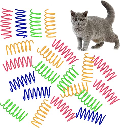 LATRAT 60 Stück Cat Spring Spielzeug Bunte Spirale Katzen Spielzeug Kunststoff Spiralfedern für Katzen, Kätzchen, Haustiere (zufällige Farbe) von LATRAT