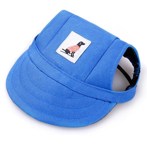 LATRAT Hunde Baseballmütze, Basecap Verstellbar Sonnenschutz Hut Hundecap mit Ohrlöchern Sommer Schattierungshut Outdoor (Blau, L) von LATRAT