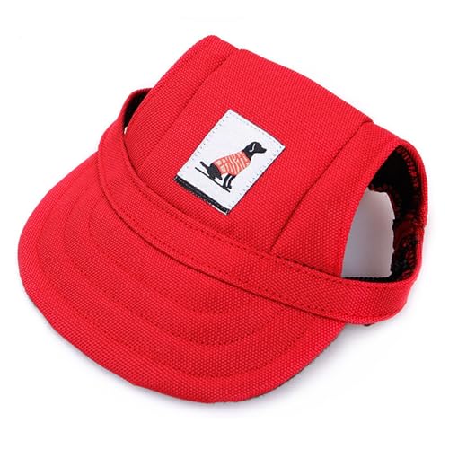 LATRAT Hunde Baseballmütze, Basecap Verstellbar Sonnenschutz Hut Hundecap mit Ohrlöchern Sommer Schattierungshut Outdoor (Rot, L) von LATRAT