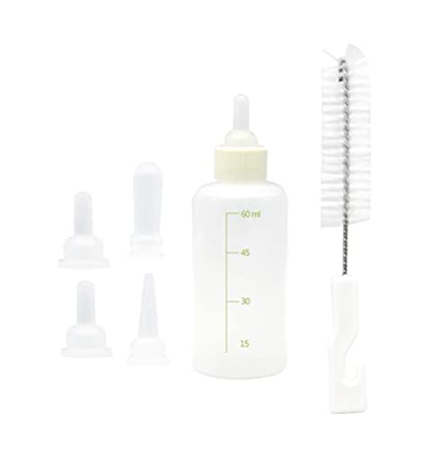 LATRAT Cane Gatto Biberon Kit Biberon per Allattamento per Cuccioli, Con 4 Capezzoli e 1 Spazzole per Pulizia Kit, Adatto per Animali Appena NATI, 60 ml von LATRAT