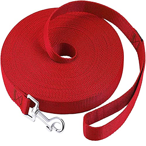 LATRAT Führleine für Hunde, 1,2 ~ 30 m, Trainingsleine für Hunde, lange Leine, für kleine bis große Hunde (rot, 20 m x 1,5 cm (65 ft)) von LATRAT