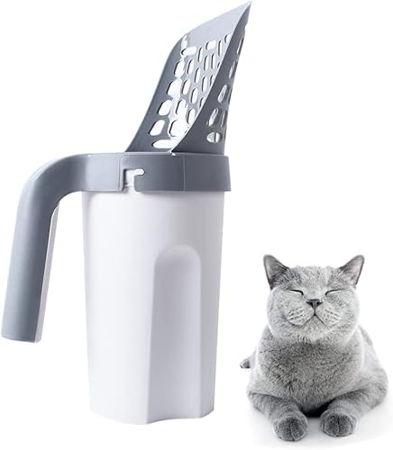 LATRAT Katzenstreu Schaufel, Katzenstreuschaufel mit Halterung, Kotsieb,Cat Litter Scoop Integrated Detachable Deep Shovel Holder,Cat Litter Shovel Pet Litter Sifter von LATRAT