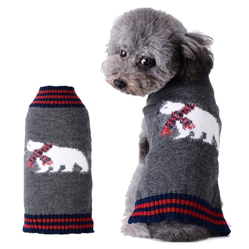 LATRAT Weihnachten Hundepullover,Hundepullover,Weihnachts-Elch-Kleidung, Weihnachts-Kostüm, Warm Welpe Klein Mittel Hunde (S, Grau-Eisbär) von LATRAT