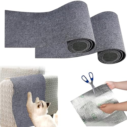 2 Stück Kratzmatte Selbstklebend, Kratzmatte Katze Sofa Kratzwand, Kratzteppich Katze Wand, Kratzschutz Kratzbrett Katzen DIY Katzenkratzbretter (Grau) von LAUFUY