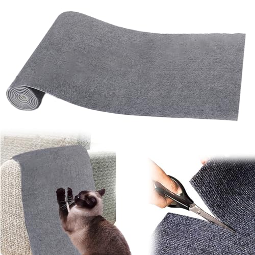 Kratzmatte Selbstklebend, Kratzmatte Katze Sofa Kratzwand, Kratzteppich Katze Wand, Kratzschutz Kratzbrett Katzen DIY Katzenkratzbretter (Hellgrau) von LAUFUY