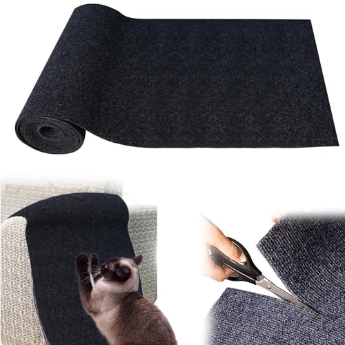 Kratzmatte Selbstklebend, Kratzmatte Katze Sofa Kratzwand, Kratzteppich Katze Wand, Kratzschutz Kratzbrett Katzen DIY Katzenkratzbretter (Schwarz) von LAUFUY