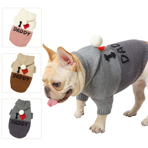 LAWKUL Hund Pullover Klein Hunde Pullis Sweater für Katzen Chihuahua Kleidung Bulldogge Hundepullover Keleine Mittel Grosse Katze Welpen Hundepulli mit Kapuze Grau L von LAWKUL