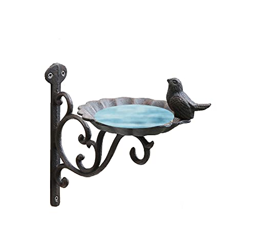 LB H&F Vogeltränke Vogel Gußeisen Metall wetterfest frostsicher Vogelfutterspender, Vogelbad, Vogeltränke Garten, Balkon, Futterschale (Guss) von LB H&F