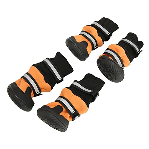 LBEC Hundestiefel, Wasserdichter Pfotenschutz, Orange, Reflektierende Wanderschuhe für Hunde Verhindern Rutschen Beim Gehen an Regnerischen Tagen (M) von LBEC