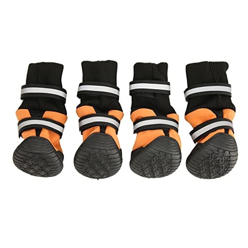 LBEC Hundestiefel, Wasserdichter Pfotenschutz, Orange, Reflektierende Wanderschuhe für Hunde Verhindern Rutschen Beim Gehen an Regnerischen Tagen (XL) von LBEC