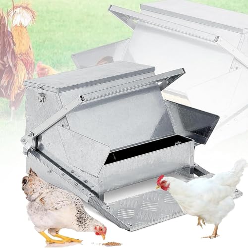Automatischer Hühnerfutterautomat Mit 25Pfund,selbstöffnender Geflügelfutterspender Mit Wetterfestem Deckel, Füttert 6–12Geflügel Bis Zu 7Tage Und VerschwendetkeineVerschwendung, Für Zwerghühner von LBMED
