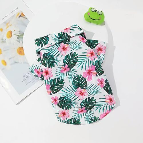 Hawaiianischer Strand-Stil, Haustier-Shirt, Blätter, bedruckte Hundekleidung, dünn, atmungsaktiv, Sommer-Welpenweste, V-Ausschnitt, Chihuahua-Mantel, Haustierzubehör von LCPQHUAG