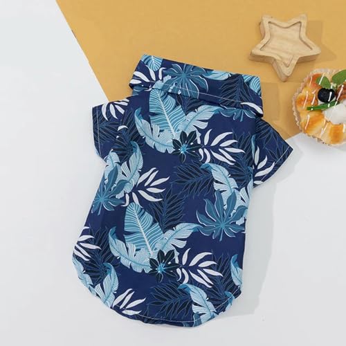 Hawaiianischer Strand-Stil, Haustier-Shirt, Blätter, bedruckte Hundekleidung, dünn, atmungsaktiv, Sommer-Welpenweste, V-Ausschnitt, Chihuahua-Mantel, Haustierzubehör von LCPQHUAG