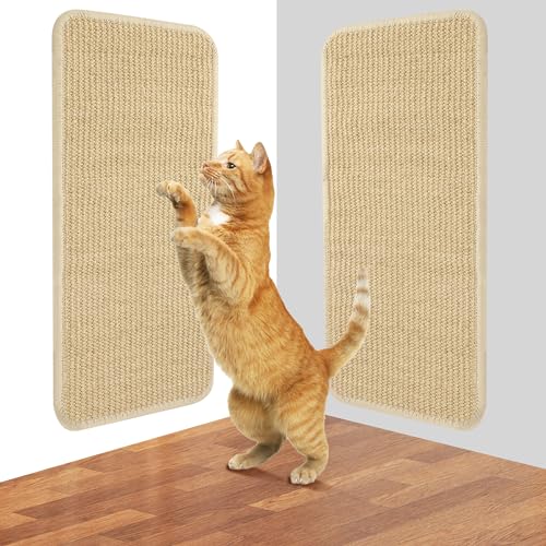 Kratzmatte Katze, 2er Pack 50x25CM Kratzbretter Katze. Sisal Teppich Katzen, verschleißfest und langlebig. Katzen Kratzbrett(Originalfarbe) kann Sofas, Türen und Möbel effektiv schützen von LCXCXY