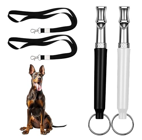 Verstellbare Hundepfeife mit schwarzem Umhängeband, Hundepfeife, um Nachbarschaftshunde vom Bellen zu stoppen, leises Training, Stopp-Bell-Kontrollwerkzeug für Haustiere, Hunde, Gehorsamkeitstraining, von LDSDEYORS