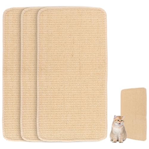 LDXDRU 3 Stück Kratzbretter Kratzmatte Katze Wand, 50x25cm Katzen Kratzbrett zum Kleben, Sisal Teppich Kratzteppich Katzenkratzmatte Kratzecken Katzen Kratzschutz Wand Kratzwand für Schützt Tür Sofa von LDXDRU