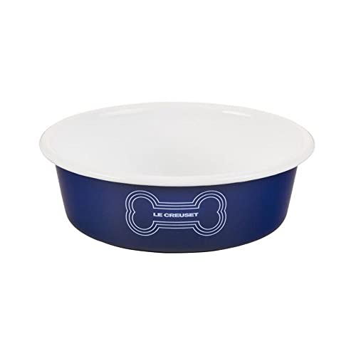 Le Creuset Hundenapf aus emailliertem Stahl, groß, 6 Tassen, Dunkelblau von LE CREUSET