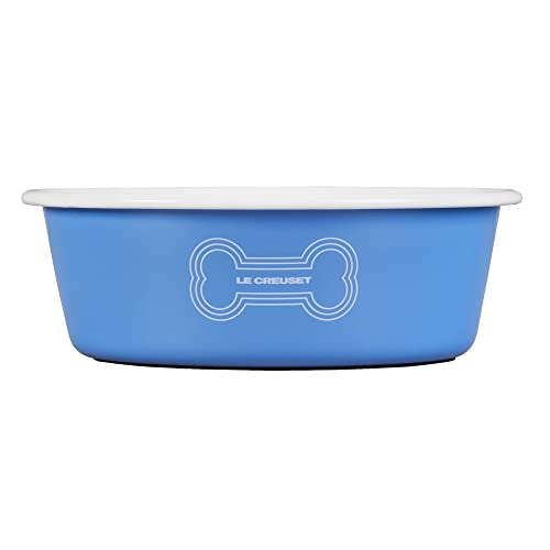 Le Creuset Hundenapf aus emailliertem Stahl, groß, 6 Tassen, Hellblau von LE CREUSET