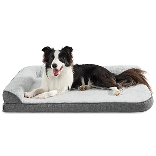 Lesure orthopädisches Hundebett große Hunde - 106.6x76x16.5cm Hundesofa mit eierförmiger Kistenschaum und wasserdichtes Innenfutter, gemütliches waschbares Hundecouch Bettchen, grau von LE SURE