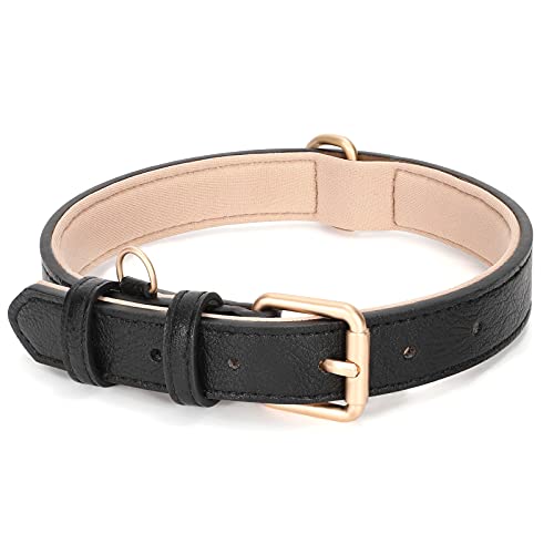 LEACOOLKEY Echtleder Hundehalsband für große mittelgroße Hunde Klassisch weich atmungsaktiv Waterproof Collars von LEACOOLKEY