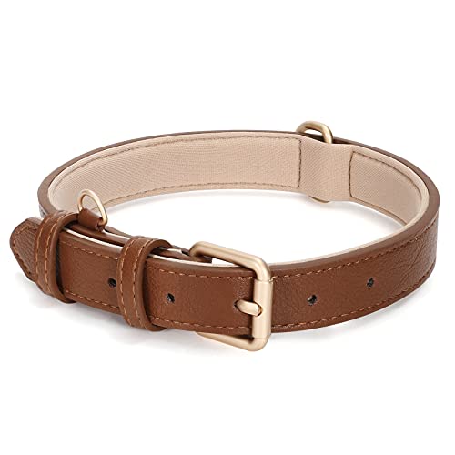 LEACOOLKEY Echtleder Hundehalsband für große mittelgroße Hunde Klassisch weich atmungsaktiv Waterproof Collars von LEACOOLKEY