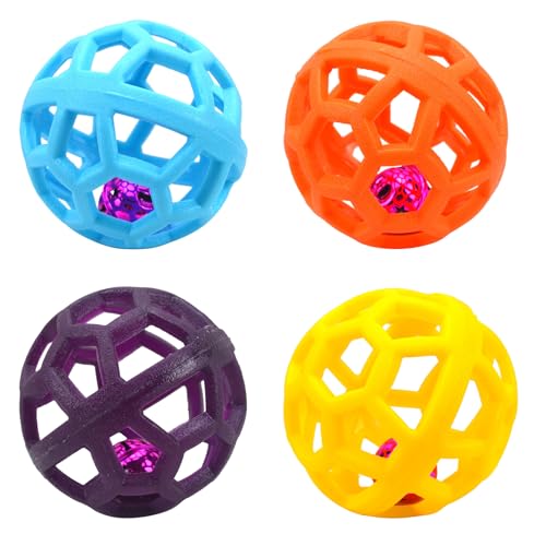 LEBKFT 4 Stück Katzenspielzeug Ball mit Glocke Spielzeug für Haustiere Ball Katzenspielzeug Bälle Interaktiv Spielzeug für Kätzchen Balls with Bell Jingle Kitten Toy für Kätzchen Chase-Spiel von LEBKFT