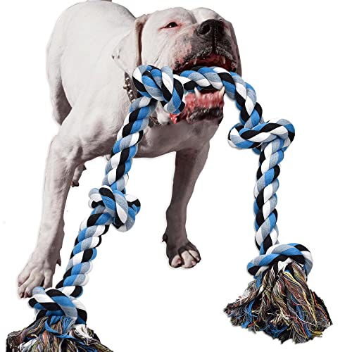 LECHONG Hundespielzeug für Aggressive Kauer, Robustes Seil-Kauspielzeug für große und mittelgroße Hunde, 90 cm, 5 Knoten, unzerstörbares Baumwollseil für große Hunderassen, Tauziehen, Hundespielzeug, von LECHONG