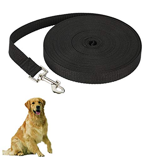 Geschirr Hund Dog Harness Leine Hund Welpenleine Schleppleine Hund Sicherheitsgeschirr Hund Katzengeschirr Ausbruchsicher Hunde Leine for Reisen Black,10m von LEDDP