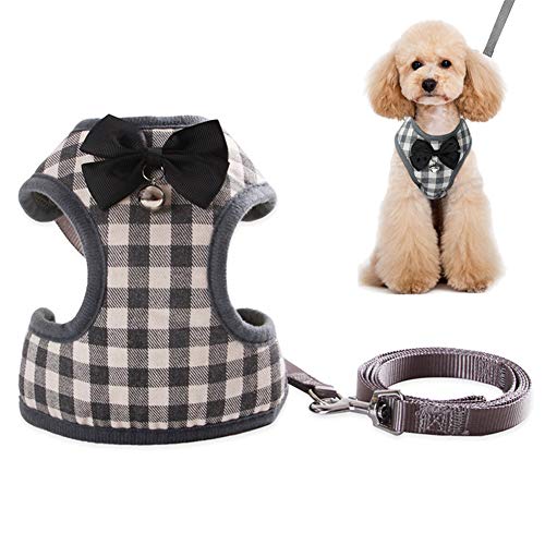 Geschirr Hund Dog Harness Leine Hund Welpenleine Schleppleine Hund Sicherheitsgeschirr Hund Katzengeschirr Ausbruchsicher Hunde Leine for Reisen Gray,40 von LEDDP