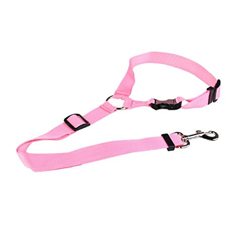 Geschirr Hund Hunde Geschirr Anschnallgurt Hund Auto Lederhalsband Hund Leine Hund Hundeleinen Welpenleine Katzengeschirr Kitten for Haustiere pink von LEDDP