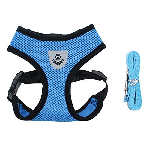 Hunde Geschirr Geschirr Hund Hunde Leine Schleppleine FüR Kleine Hunde Sicherheitsgeschirr Hund Hundegurt FüRs Auto Hundegeschirr Auto for Reisen Blue,Large von LEDDP