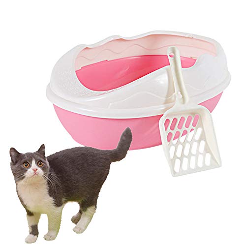 LEDDP Katzenklo Katzentoilette Kaninchenstreu Tablett Katzentoilette Katzenstreutablett klein Kätzchenstreutablett Kaninchen Toilette Kätzchen Zubehör pink von LEDDP