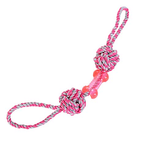 LEDDP Spielzeug Hund Kauspielzeug Hund Hundetau Gestrickte Spielzeuge Hund Intelligenzspielzeug Hund Zahnpflege Welpen ZubehöR for Welpentraining pink von LEDDP