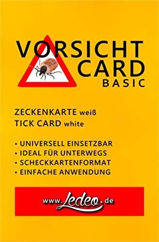 LEDEO Vorsicht Card Basic Zeckenkarte weiss mit Kurzbeschreibung von LEDEO