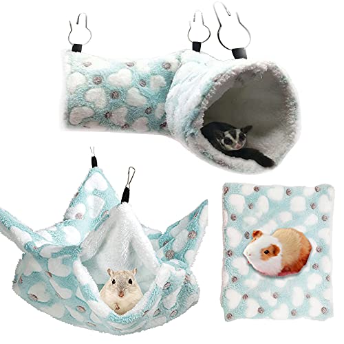 LEDU Hängematten-Set für Kleintiere, Meerschweinchen und Frettchen, Ratten, Chincilla, Grün von LEDU