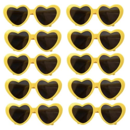 10 Stück Lovely Heart Shape Pet Cat Glasses Eye-wear Sunglasses für kleine Hundekatze (Gelb) von LEEMASING