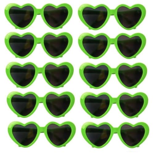 10 Stück Lovely Heart Shape Pet Cat Glasses Eye-wear Sunglasses für kleine Hundekatze (Grün) von LEEMASING