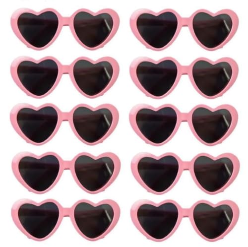 10 Stück Lovely Heart Shape Pet Cat Glasses Eye-wear Sunglasses für kleine Hundekatze (Rosa) von LEEMASING