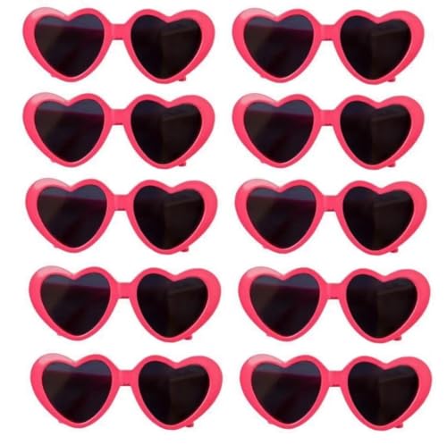 10 Stück Lovely Heart Shape Pet Cat Glasses Eye-wear Sunglasses für kleine Hundekatze (Rosa Rot) von LEEMASING