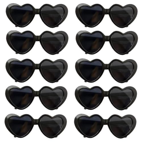 10 Stück Lovely Heart Shape Pet Cat Glasses Eye-wear Sunglasses für kleine Hundekatze (Schwarz) von LEEMASING