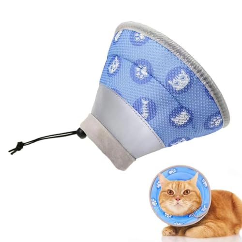 LEEQ Halskrause Katze - Faltbaren Weicher Schutzkragen Katze Katzenkragen, Wiederherstellung Halsband Weich Katze Schutzkragen, Nach Operation und Verletzungen für Katzen, Blau(Halsumfang14-24cm) von LEEQ