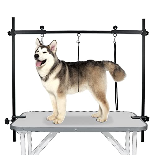 LEIBOU H-Form Haustier-Pflegetisch mit Schlinge und Klemme für Hunde und Katzen, robuster Rahmen aus Aluminiumlegierung, höhenverstellbar von 95 cm bis 119 cm von LEIBOU