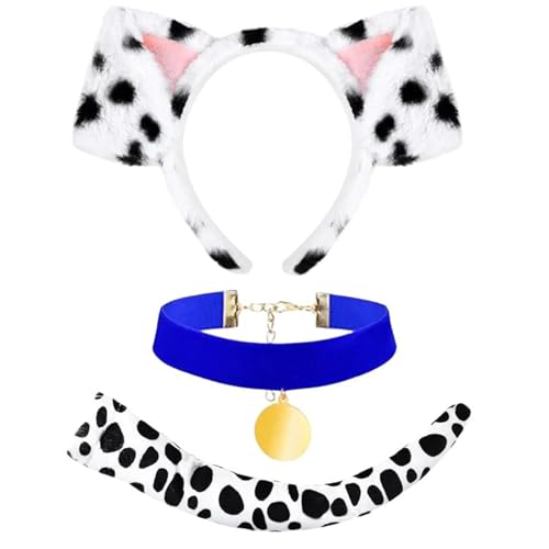 3-teiliges Hundekostüm Zubehör Halloween Hundekostüm Inklusive Hundeohren Stirnband Schwanz Hundehalsband Für Kinder Und Erwachsene Cosplay von LEIDJGUN